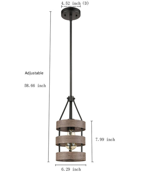 Rustic Kitchen Island Pendant Light Wood Finish